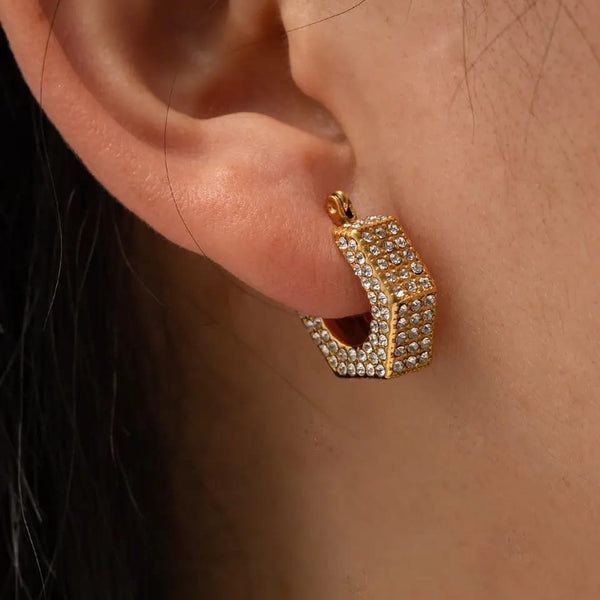 Stone hoops earrings